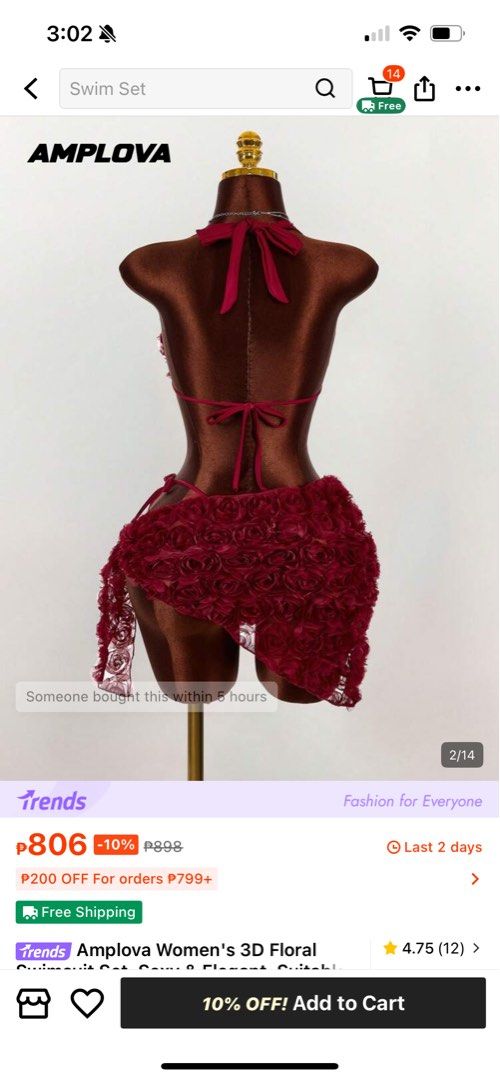 3D Floral Swimsuit 3in1 Set (Category: Bikinis & Swimsuits) located in Manila. Submitted by from_elle (Listing ID 1430090696, Image 2). Description: Brandnew 3d Rose Small selftie Never Worn.
