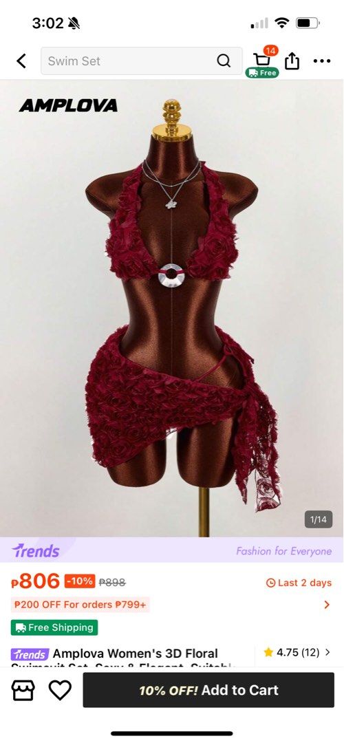 3D Floral Swimsuit 3in1 Set (Category: Bikinis & Swimsuits) located in Manila. Submitted by from_elle (Listing ID 1430090696, Image 1). Description: Brandnew 3d Rose Small selftie Never Worn.