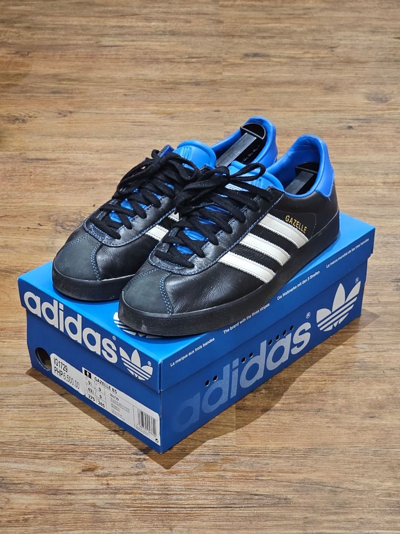Adidas Gazelle 85 "Black Blue Bird" (Category: Sneakers) located in Angeles City. Submitted by purge.drop (Listing ID 1430097821, Image 1). Description: - Adidas Gazelle 85 sneakers - Color: Black/Blue Bird/White - Size: 9.5us/9uk - Model: IG1720 - SRP: 6,500 - Used seldomly, still in good condition.