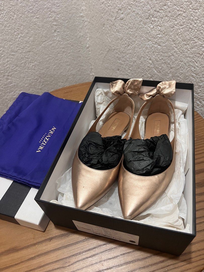 Aquazzura flats size39 (Category: Flats & Sandals) located in Naga. Submitted by emteedee (Listing ID 1430103306, Image 2). Description: Size39 or 25.5cm Complete inclusions with box and unused shoe bag minimal flaw, unnoticeable pls see photos.