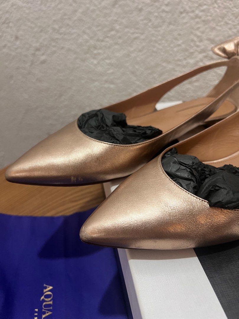 Aquazzura flats size39 (Category: Flats & Sandals) located in Naga. Submitted by emteedee (Listing ID 1430103306, Image 3). Description: Size39 or 25.5cm Complete inclusions with box and unused shoe bag minimal flaw, unnoticeable pls see photos.