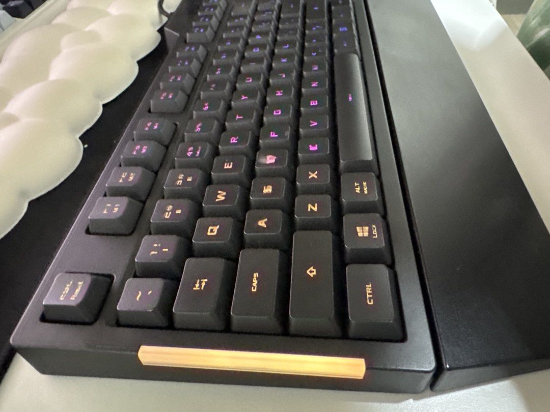 ASUS TUF Gaming K1 Keyboard (Category: Computer Keyboard) located in Makati City. Submitted by k13r5 (Listing ID 1430157666, Image 3). Description: Open for negotiations! | Shipping fee covered by the buyer - Works perfectly fine - Only notable flaw/s is seen on the last pic (cant adjust the height kasi wala yung nasa left side but the keyboard itself stays flat) and the ‘D’ an ‘C’ keys have been rubbed off a bit. - No original box - feel free to