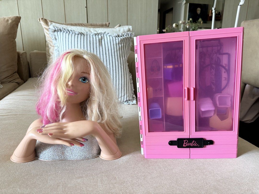 Barbie Styling Head and Closet (Category: Kids Toys) located in Makati City. Submitted by Vian1031 (Listing ID 1430039428, Image 1). Description: Barbie closet to store Barbie/ LOL doll clothes. Style hair with Barbie head. Pick up in Makati. .