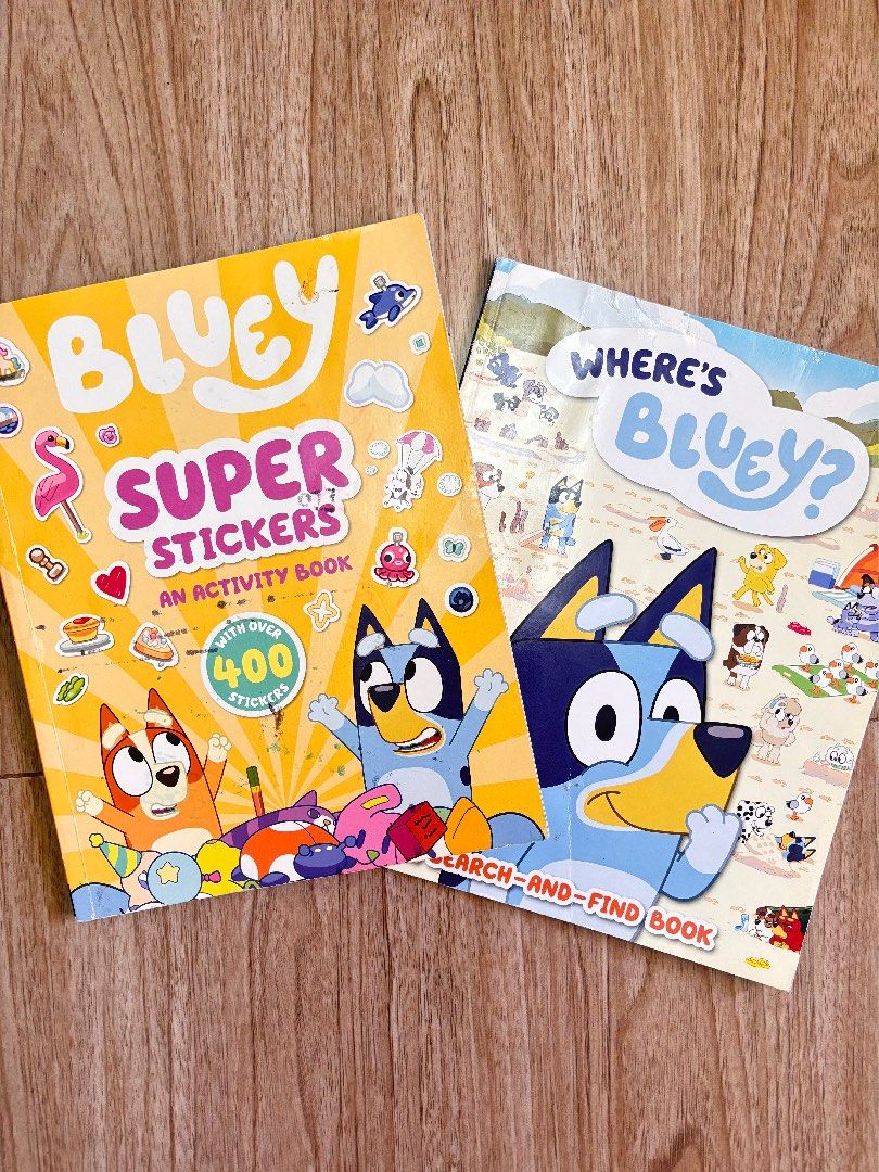 BLUEY BOOKS SET (Category: Children's Books) located in Rizal. Submitted by riricsantoss (Listing ID 1430101461, Image 1). Description: sticker book - with only 10% stickers where’s bluey look & find - good condition.