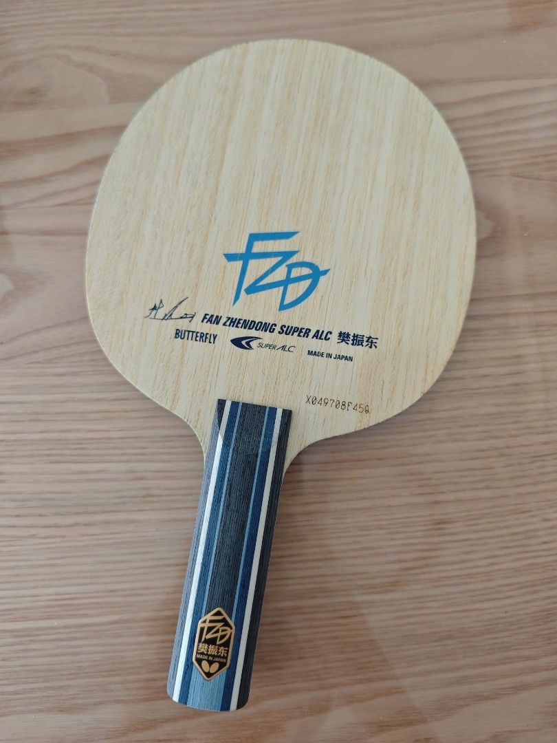 Butterfly Fan Zhendong Super ALC Table Tennis Blade FZD (Category: Racket & Ball Sports) located in Singapore. Submitted by emilyzj (Listing ID 1430041607, Image 1). Description: FZD Super ALC Almost new. Only used once Not found original packaging yet Weight: 87.4g 100% authentic .