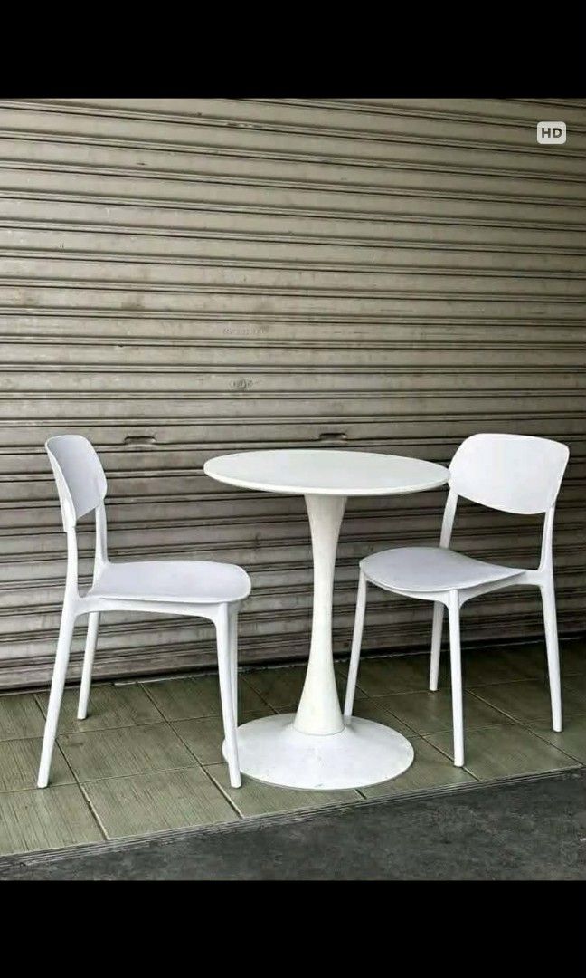 Cocktail dining table and chairs (Category: Outdoor Furniture) located in Manila. Submitted by zealriver.a645b0 (Listing ID 1430072490, Image 1). Description: 1 set for only 3700 Modern and stylish cocktail dining table set perfect for small spaces, cafés, balconies, patios, or outdoor areas. The set includes 1 round cocktail table and 2 comfortable chairs. It has a minimalist design that makes any space look clean and elegant. ✔ Durable and stur