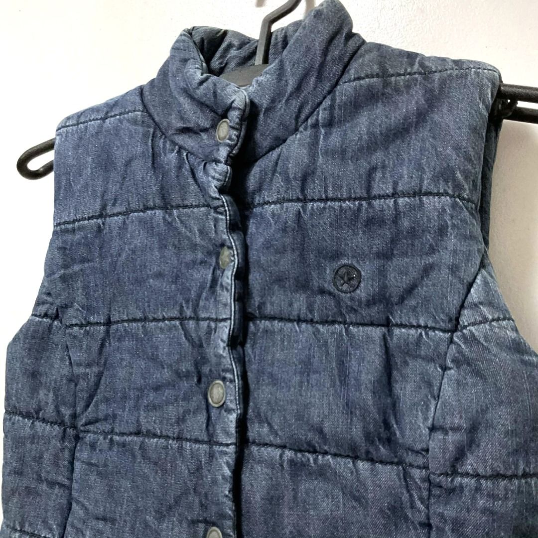 Converse One Star Denim Puffer Vest (Category: Coats, Jackets and Outerwear) located in Quezon City. Submitted by sustainable.sarah (Listing ID 1430099684, Image 3). Description: A vintage-inspired piece known for its blend of classic streetwear aesthetics and functional warmth. Product measurements in inches: Armpit: 17.5 Shoulder: 13 Length: 20.5.