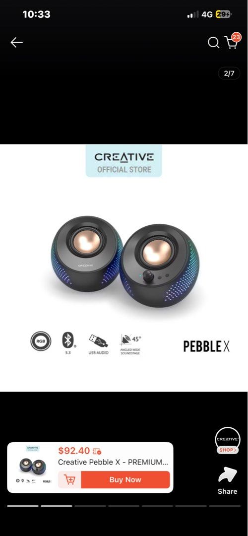 Creative Pebble X Premium 2.0 USC C Computer Speakers