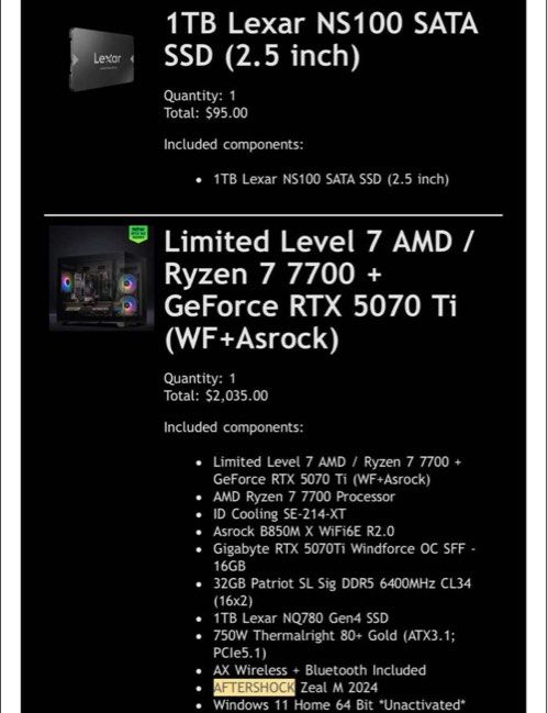 Custom Gaming PC - Ryzen 7 7700 + RTX 5070 Ti