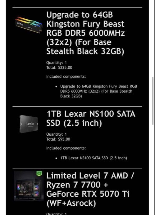 Custom Gaming PC - Ryzen 7 7700 + RTX 5070 Ti419589255700172801