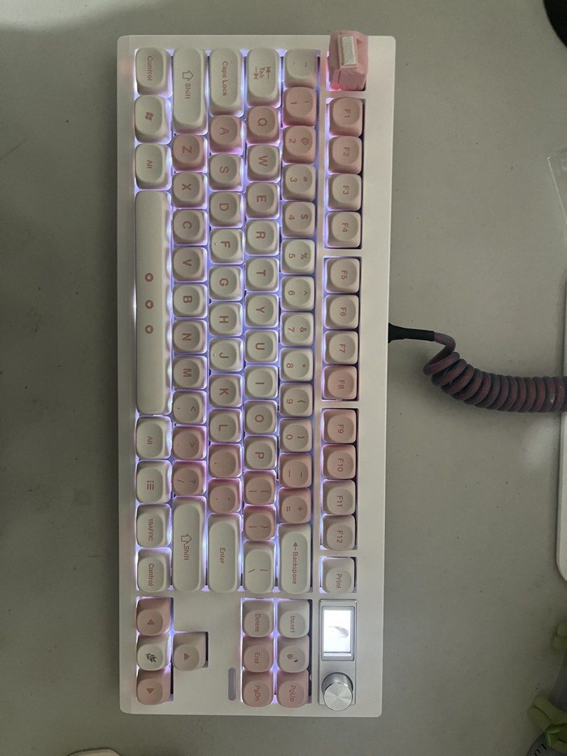Custom Pink Mechanical Keyboard (See description for parts) (Category: Computer Keyboard) located in Pasig City. Submitted by ketcatket (Listing ID 1430187307, Image 2). Description: Built from Gameline Keys (Build Your Own Keyboard) Paid for the parts and experience for 8000 PHP (December 2024) Parts used (see last 3 slides for respective prices on Orange App, totalling up to 3751 PHP without shipping): - Zuoka GMK87 Board (tri-mode mechanical k