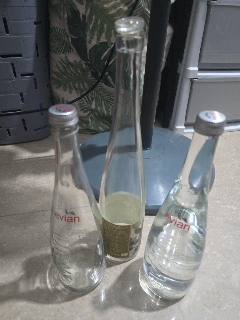 Evian 3×Glass Water Bottles - Empty445631332258293761
