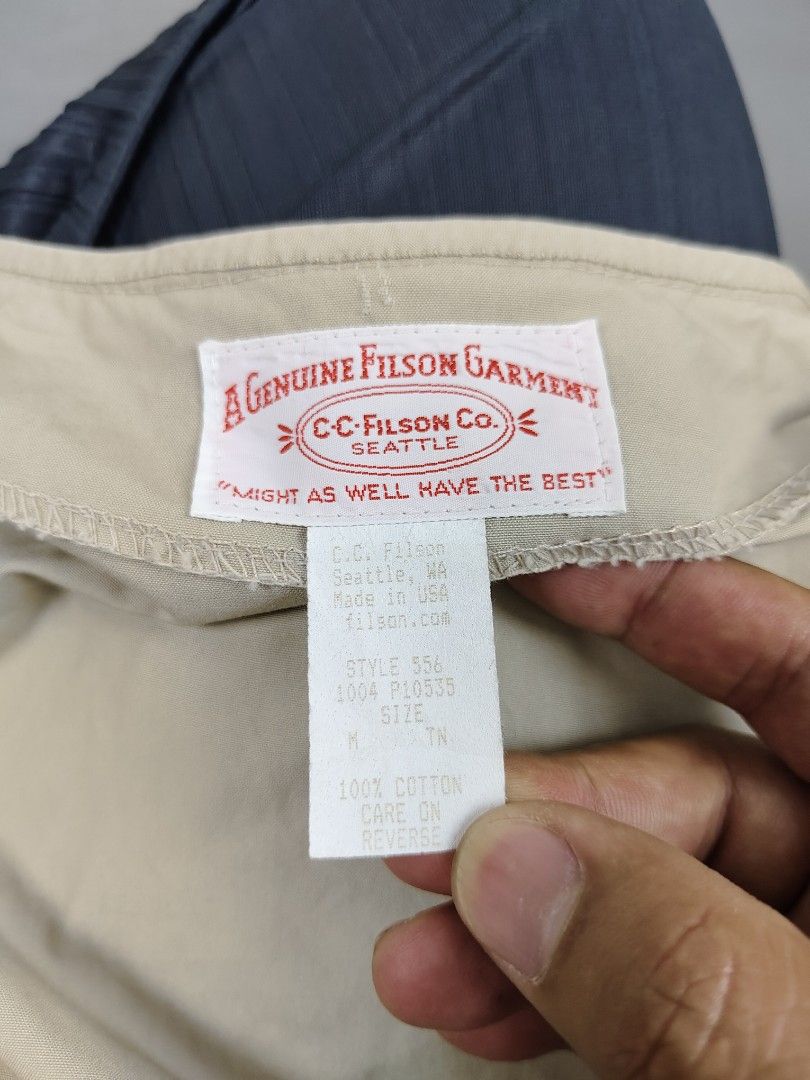FILSON fishing vest (Category: Coats, Jackets and Outerwear) located in Baguio. Submitted by archival_thrifted.ph. (Listing ID 1430145047, Image 2). Description: FOR SALE‼️ .FILSON FISHING VEST FOR MENS . EXCELLENT CONDITION .W/MINIMAL ISSUE,KINDLY CHECK LAST PHOTO .MEDIUM ON TAG .PHP 2200 PLUS SF .❌❌ COP/COD .MOP GCASH .COURIER J&T .BAGUIO AREA .DM FOR SURE BUYER TY.