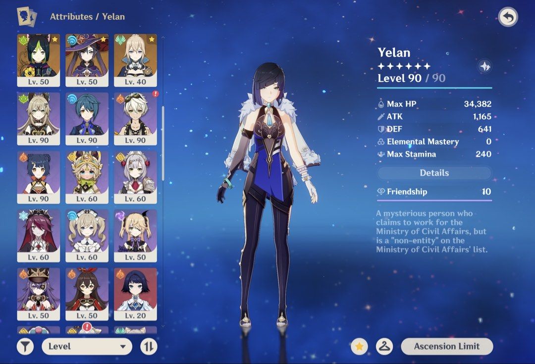 Genshin Impact Account AR 58 Asia Server (Category: Others) located in Taguig. Submitted by bythevalleyreads (Listing ID 1430160053, Image 3). Description: Selling AR 58 Genshin Impact Account ASIA Server (slightly negotiable) Aether MC 5 ★ characters: Yelan (w/ sig weapon) Raiden Shogun (w/ sig weapon) Yae Miko (w/ sig weapon) Mavuika (w/ sig weapon) Alhaitham Zhongli Kaedahara Kazuha Flins Keqing Baizhu Hu Tao Yumemizuki Mizuki Qiqi Diluc (C1) 