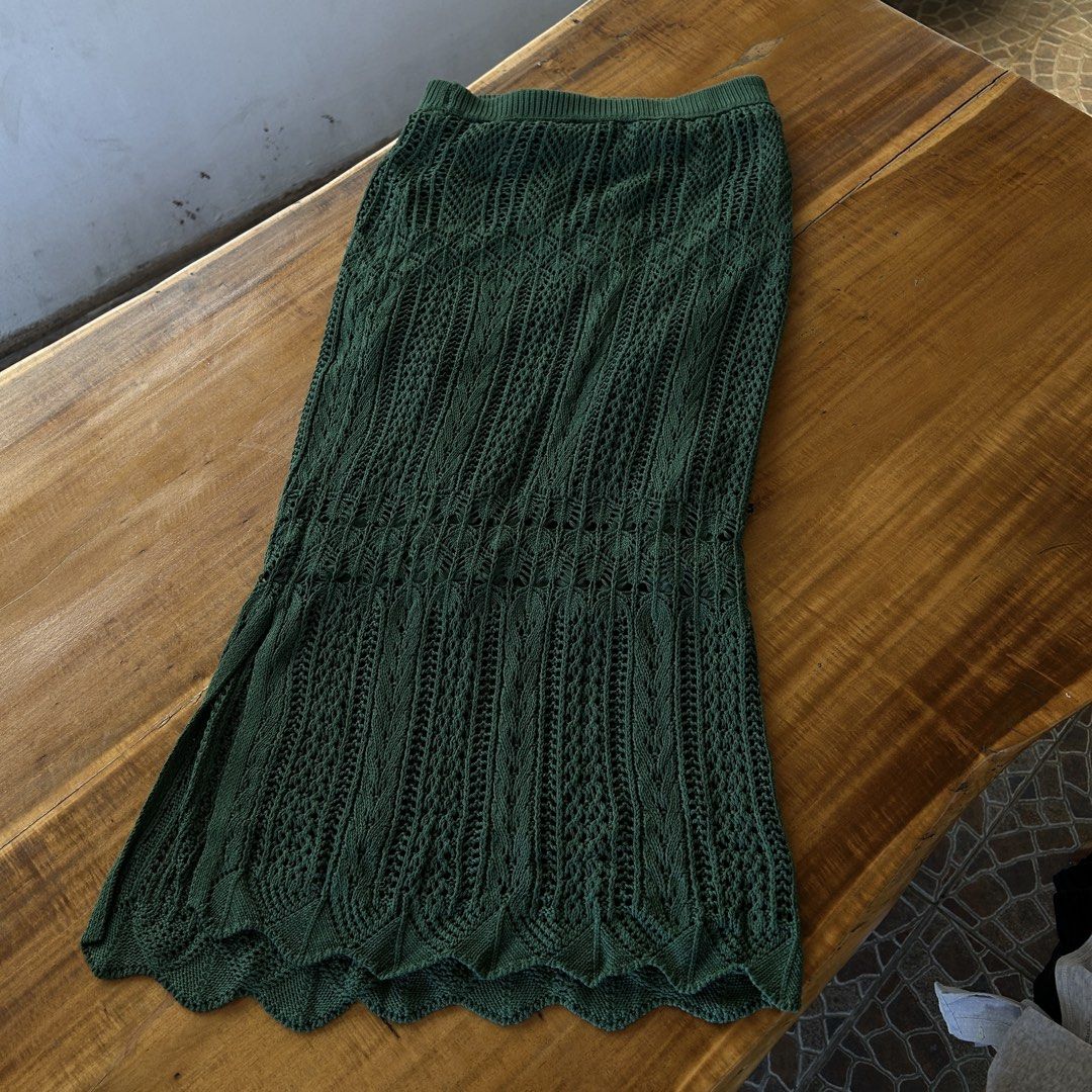 Green Knitted Summer Boho Maxi Skirt (Category: Skirts) located in Manila. Submitted by sophics.archive (Listing ID 1430094897, Image 3). Description: •Stretchable •Can fit small to medium • perfect as a bikini cover up .