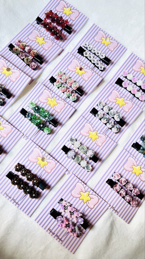 Handmade Floral Hair Clips (Category: Hair Accessories) located in Manila. Submitted by lex_co (Listing ID 1430047625, Image 1). Description: 🌸 Kiddie Hair Clips 🌸 35.00/ pair 3 pairs for 100.00 PM for bulk orders ❤️ #hairclips #anikanik #babygirl #accessories.