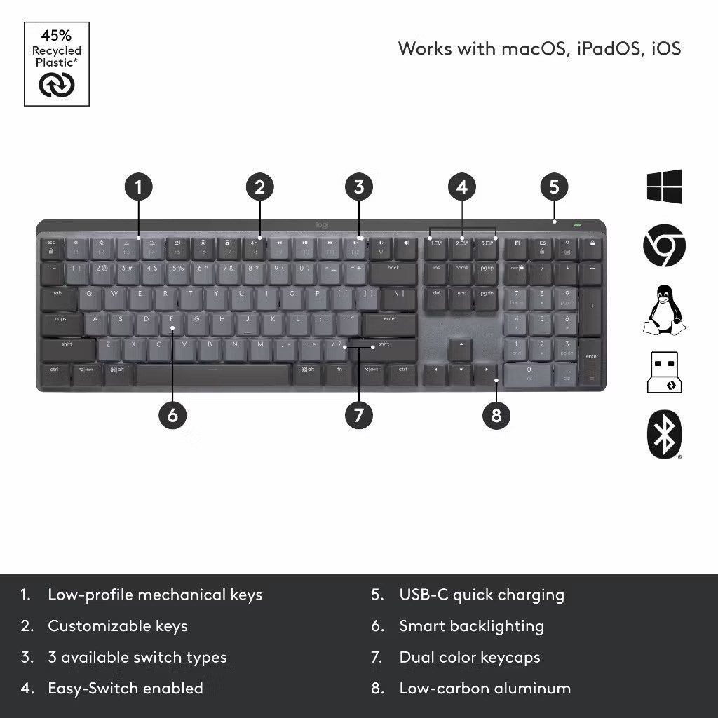 Logitech MX Mechanical Wireless Keyboard - Smart back lighting447809104297349121
