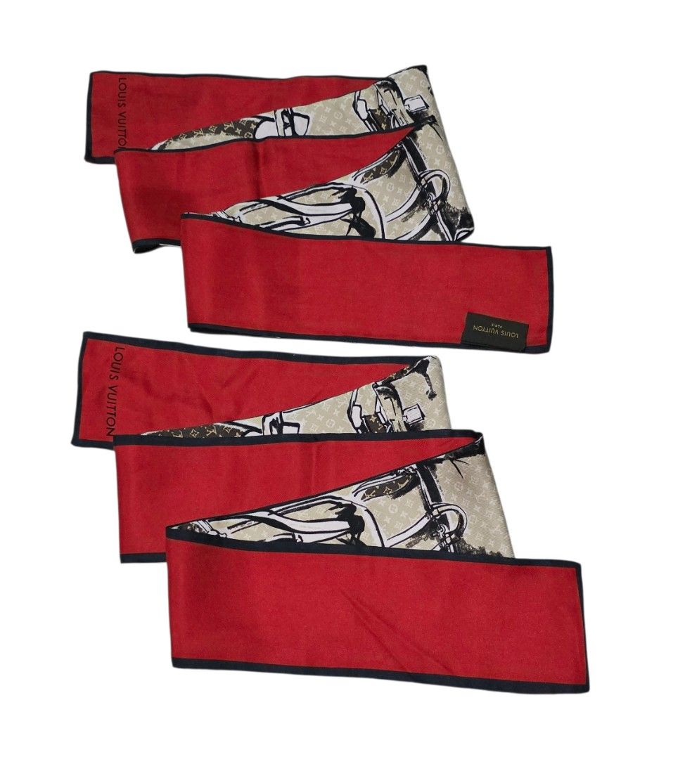 LV Trunks Bandeau Twilly (pair) (Category: Luxury Accessories) located in Pasig City. Submitted by temerity_16 (Listing ID 1430213076, Image 1). Description: LV Trunks Monogram Bandeau Scarf Pair Rank A-AB With Authenticity certificate from Legit Grails .