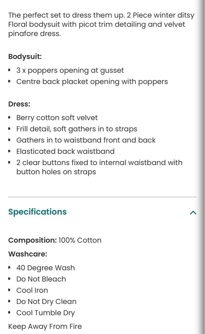 Mamas & Papas 2-Piece Dress Set (Category: Babies & Kids Fashion) located in Taguig. Submitted by muntingkahon (Listing ID 1430112611, Image 3). Description: 2-3 years old Used once 4k original price.