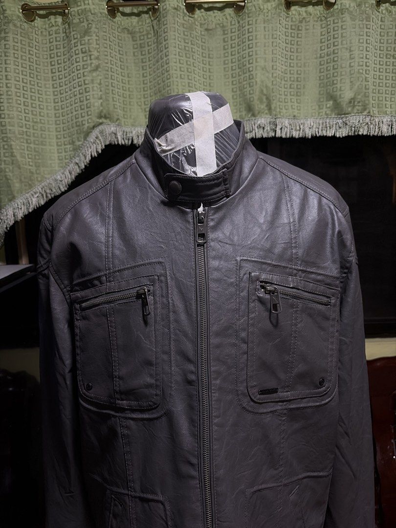 Marc Ecko Leather Jacket - Size L (Category: Coats, Jackets and Outerwear) located in Makati City. Submitted by secondselection (Listing ID 1430139789, Image 1). Description: W 23in L 28.5in.