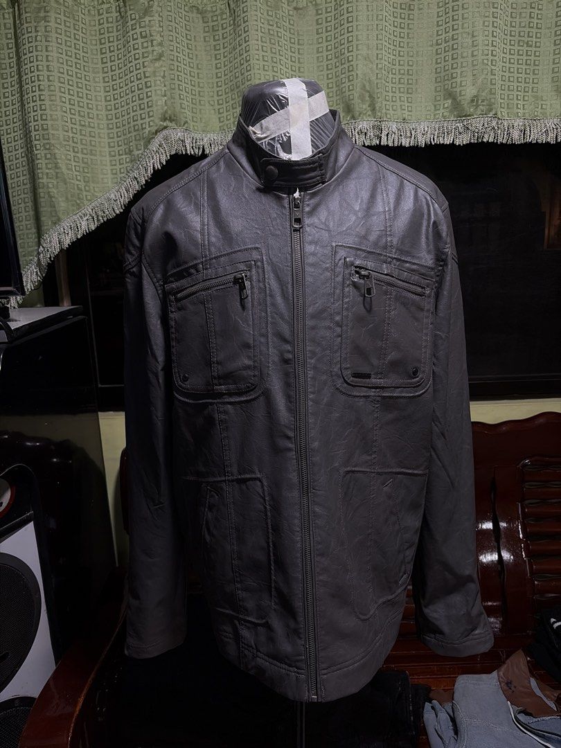 Marc Ecko Leather Jacket - Size L (Category: Coats, Jackets and Outerwear) located in Makati City. Submitted by secondselection (Listing ID 1430139789, Image 2). Description: W 23in L 28.5in.