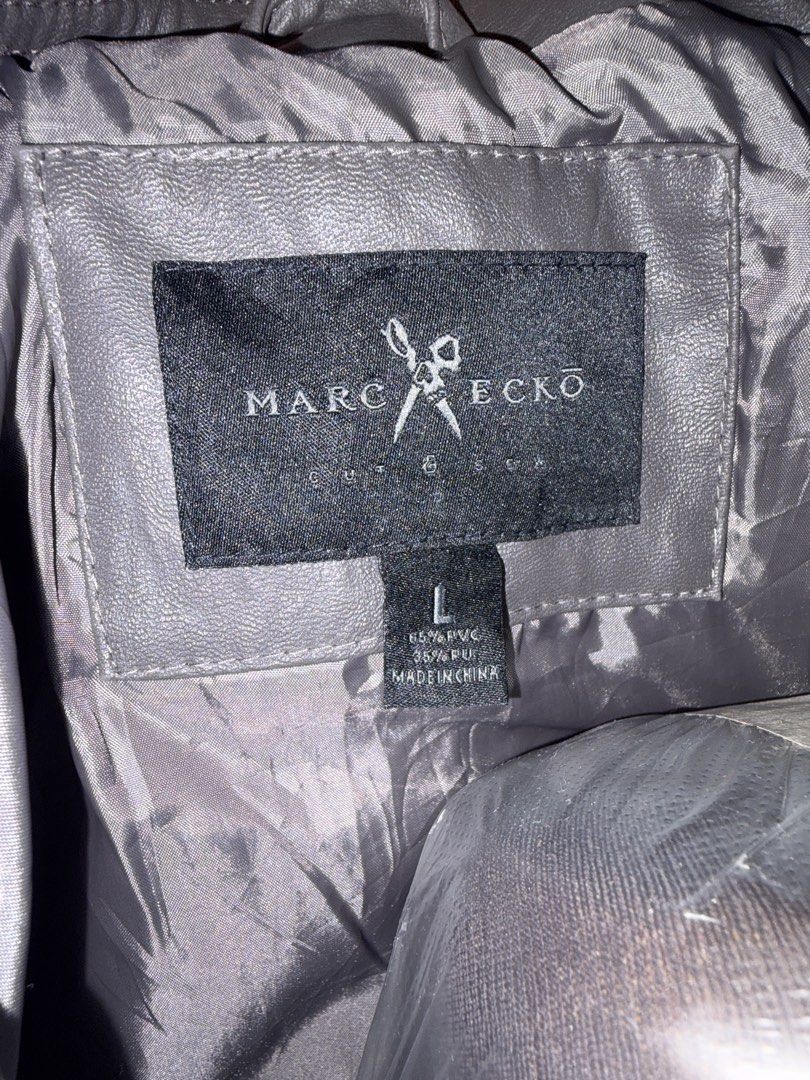 Marc Ecko Leather Jacket - Size L (Category: Coats, Jackets and Outerwear) located in Makati City. Submitted by secondselection (Listing ID 1430139789, Image 3). Description: W 23in L 28.5in.
