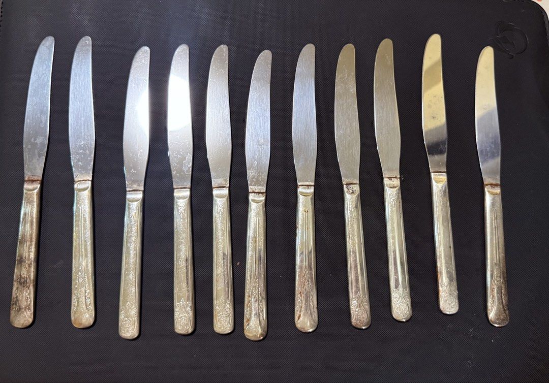 Melody Silver Plate Flatware Set (30 pcs) (Category: Dinnerware & Cutlery) located in Manila. Submitted by yourtoothfairy (Listing ID 1430199504, Image 2). Description: Vintage flatwares MELODY SILVER PLATE produced by International silver in 1954 They are silverplated , includes : 11 dinner knives 6 spoons 6 forks 4 teaspoons 2 butter knives 1 sugar spoon *all pieces need cleaning / some dinner knives have minor rust spots from storage. Please c
