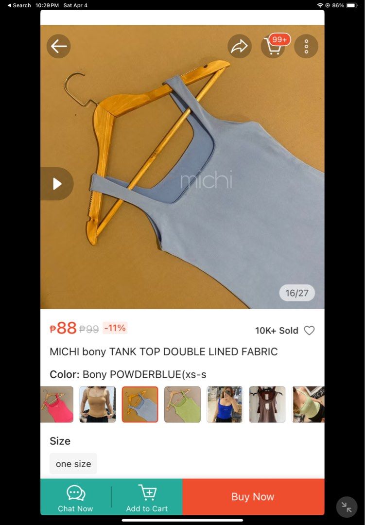 Take All Michi Bony Tank Top Double Lined Fabric (Category: Sleeveless) located in Bacolod City. Submitted by girlydecluttering (Listing ID 1430172602, Image 2). Description: preloved take all freesize can fit up to small to semi large.