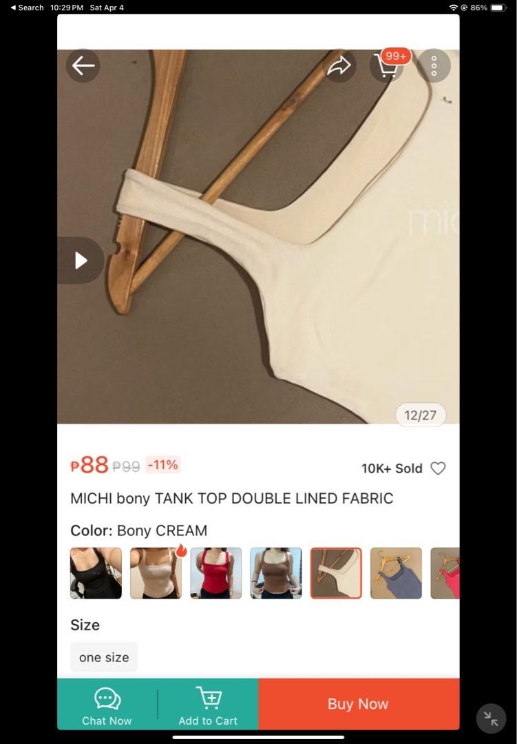 Take All Michi Bony Tank Top Double Lined Fabric (Category: Sleeveless) located in Bacolod City. Submitted by girlydecluttering (Listing ID 1430172602, Image 3). Description: preloved take all freesize can fit up to small to semi large.