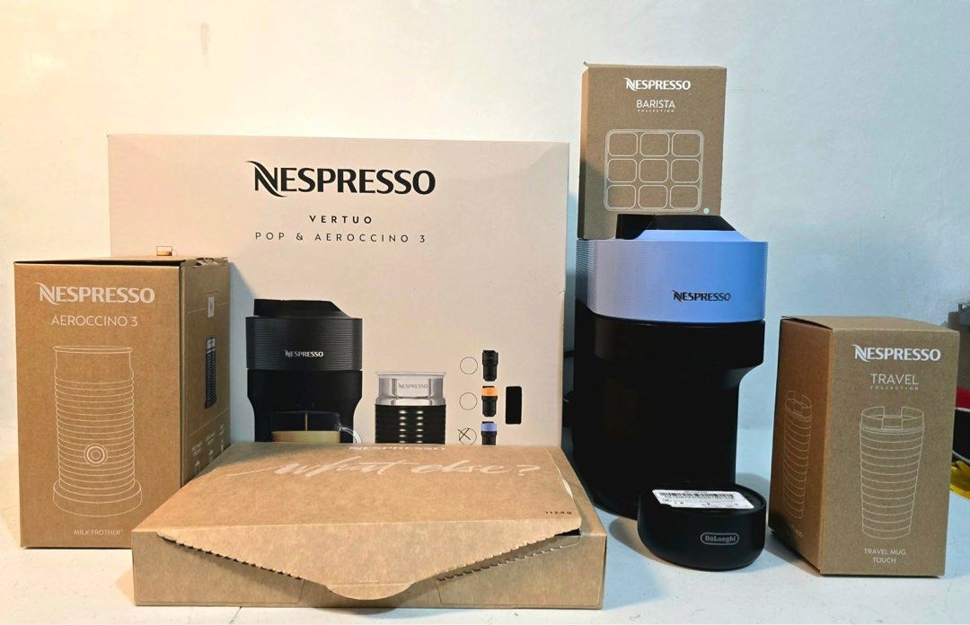 Nespresso Vertuo Pop & Aeroccino 3 Bundle (Category: Coffee Machines & Makers) located in Taytay. Submitted by mikz_1303 (Listing ID 1430154952, Image 2). Description: Nespresso Vertuo Pop Ice Coffee Bundle Australian mall pull out Used as display unit Brandnew open box only Color:Pacific Blue Inclusion Aeroccino 3 Complete with 12 Capsule Ice Tray Travel Mug 220V 15k.