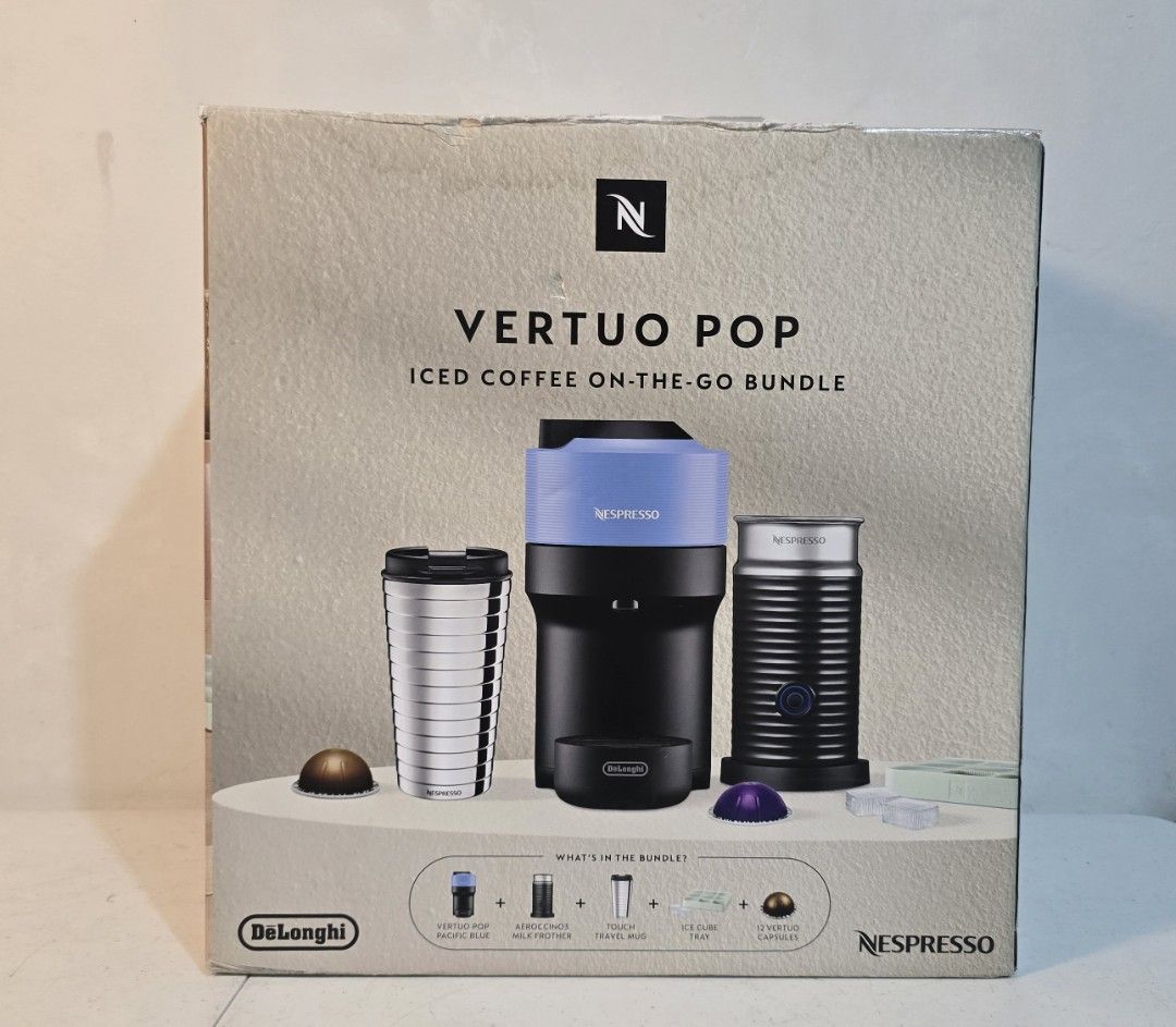 Nespresso Vertuo Pop Ice Coffee Bundle (Category: Coffee Machines & Makers) located in Rizal. Submitted by potato_corner (Listing ID 1430153974, Image 3). Description: Nespresso Vertuo Pop Ice Coffee Bundle Australian mall pull out Used as display unit Brandnew open box only Color:Pacific Blue Inclusion Aeroccino 3 Complete with 12 Capsule Ice Tray Travel Mug 220V .