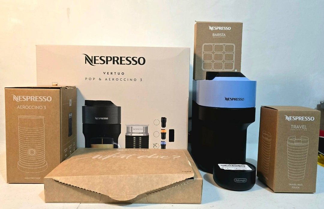 Nespresso Vertuo Pop Ice Coffee Bundle (Category: Coffee Machines & Makers) located in Caloocan City. Submitted by souththrift_taytay (Listing ID 1430154514, Image 2). Description: Nespresso Vertuo Pop Ice Coffee Bundle Australian mall pull out Used as display unit Brandnew open box only Color:Pacific Blue Inclusion Aeroccino 3 Complete with 12 Capsule Ice Tray Travel Mug 220V .