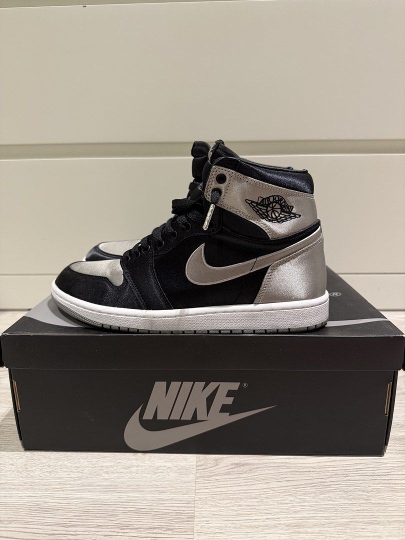 Nike Air Jordan 1 High OG Satin Shadow (Category: Sneakers) located in Calamba. Submitted by _byagatha (Listing ID 1430126268, Image 1). Description: Authentic Jordan 1 High OG Satin Shadow. Condition: Used thrice. Shoes are in very good condition. Comes with Box. Size: US Men - 8.5 (EU 42) | US Women - 10 .