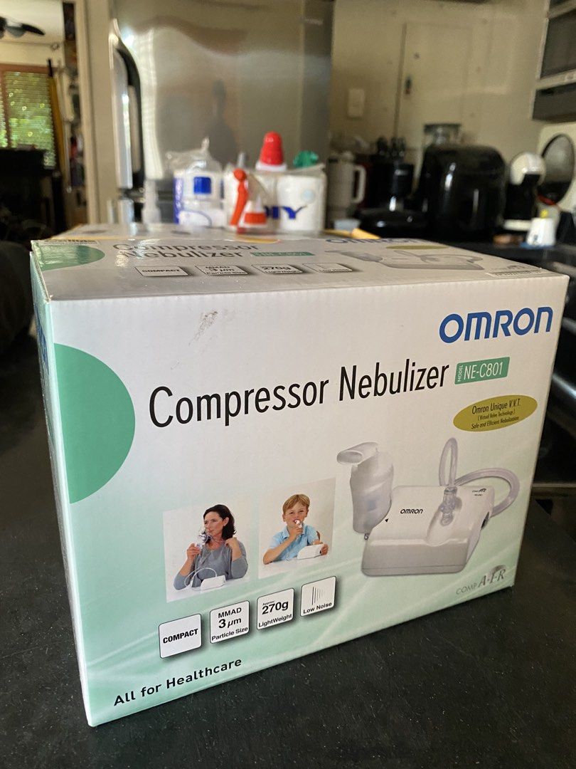 Omron Compressor Nebulizer (Category: Medical Supplies & Tools) located in Makati City. Submitted by rye16 (Listing ID 1430085882, Image 1). Description: - Omron NE-C801 Compressor Nebulizer - Compact and portable design - Suitable for both adults and children - Includes all original components.