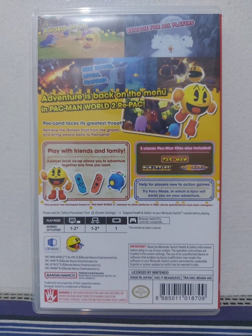 Pac-Man World Re-Pac 2 - Nintendo Switch (Category: Nintendo) located in Quezon City. Submitted by triplebpreloveditems (Listing ID 1430176859, Image 2). Description: Pac-Man World Re-Pac 2 for Nintendo Switch. Features the classic Pac-Man gameplay with updated graphics. Includes the game cartridge and case. Play with friends and family. Adventure is back on the menu in Pac-Man World 2 Re-Pac! Includes 3 classic Pac-Man titles. Played only once. 