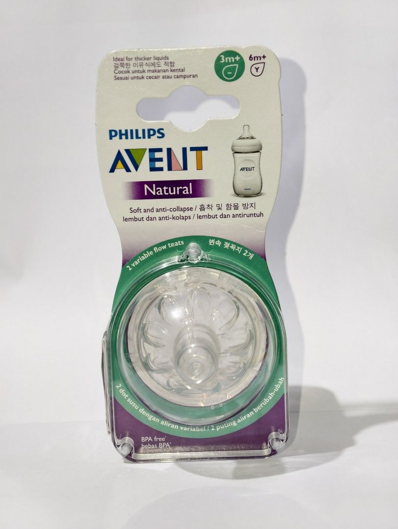 Philips Avent Natural Variable Flow Teats (Category: Breastfeeding & Bottle Feeding) located in Imus. Submitted by dracox_21 (Listing ID 1430193507, Image 1). Description: Philips Avent Natural variable flow teats. Suitable for babies 3 months and up. Features soft and anti-collapse design. BPA free. Includes 2 variable flow teats..