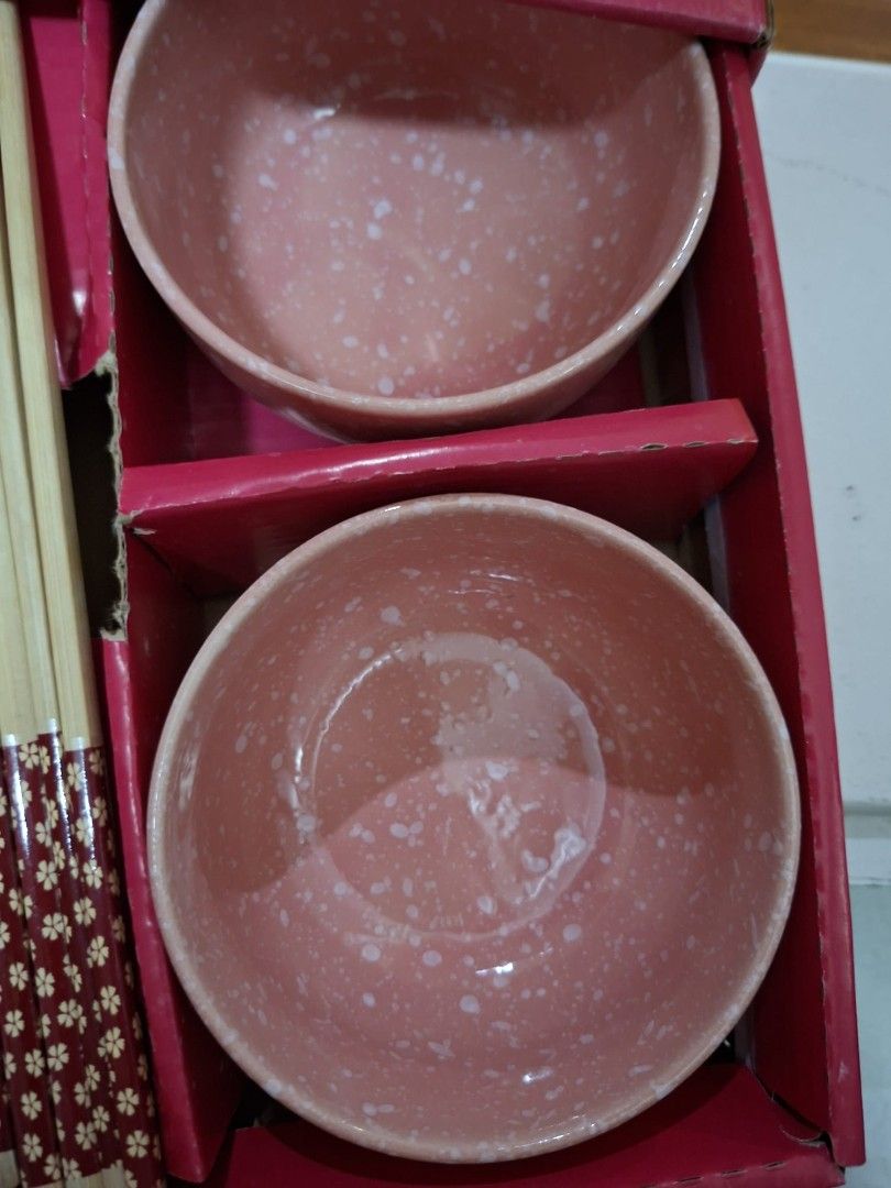 Pink Cherry Blossom Bowl Set with Chopsticks446014095937382402