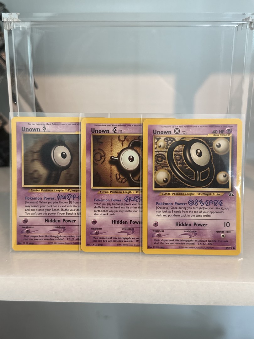 Pokemon Neo Discovery Unown Cards Set of 3, Hobbies & Toys, Toys ...