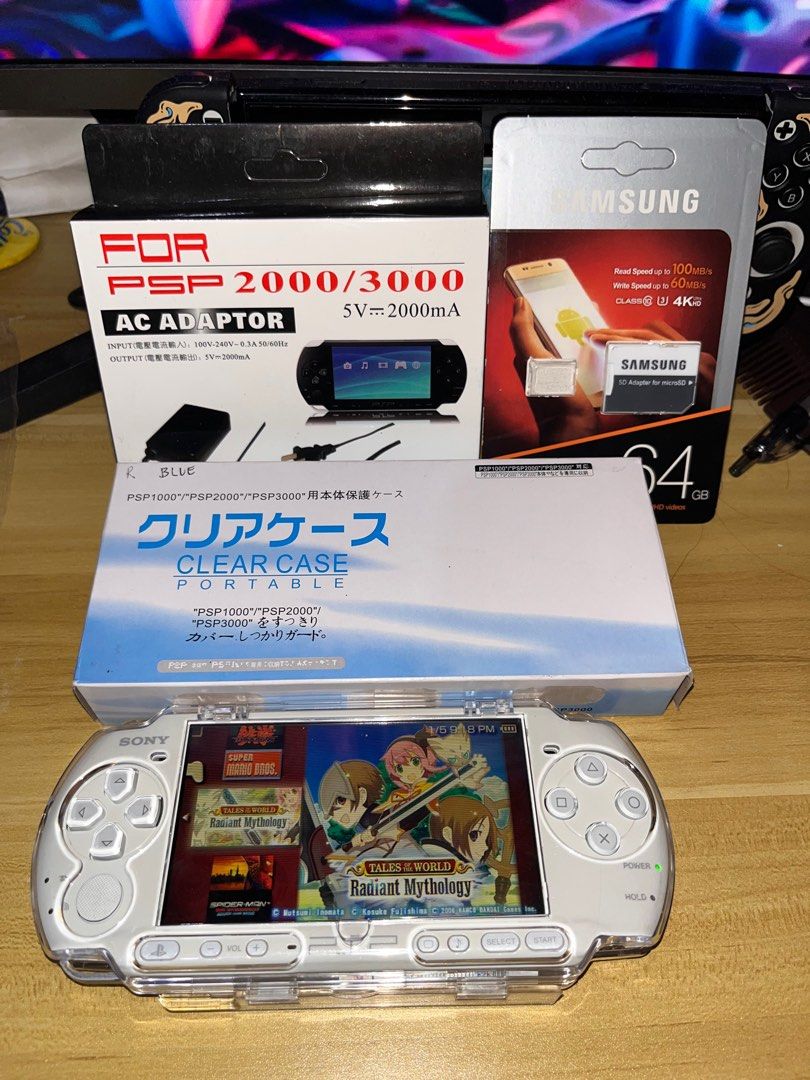 PSP 3000 SLIM MODEL 64GB PEARL WHITE (Category: Others) located in Marilao. Submitted by jannelle000 (Listing ID 1430152698, Image 3). Description: FOR SALE PSP 3000 SERIES SLIM 64GB JAILBREAK ALREADY COLOR: PEARL WHITE No issues except for scratches (normal for PSP and 2nd hand) Inclusion, Psp 3000 unit Bnew battery Bnew charger Bnew 64GB Memory card full of games Bnew memory adaptor Bnew crystal case PRICES: PSP 3000 SLIM MODEL 64GB ₱4,500❗️ Un