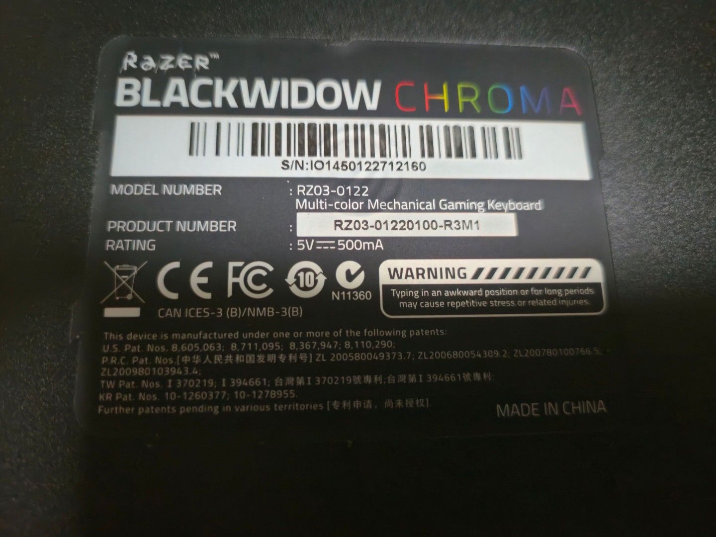 Razer Blackwidow Chroma Mechanical Gaming Keyboard472886483448637440