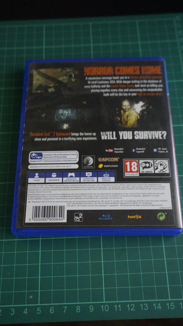 Resident Evil 7: Biohazard - PS4 (Category: PlayStation) located in Baler. Submitted by onlyhuman_67 (Listing ID 1430042581, Image 2). Description: Resident Evil 7 (Biohazard) for PS4 This item is pre-owned but in perfect working condition..