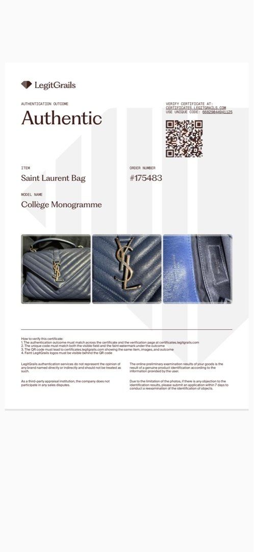 Saint Laurent College Monogramme Bag (Category: Luxury Bags & Wallets) located in Quezon City. Submitted by mathezedc (Listing ID 1430057246, Image 2). Description: With original dust bag and authenticity card from legit grails Excellent condition gun metal hardware slightly negotiable .