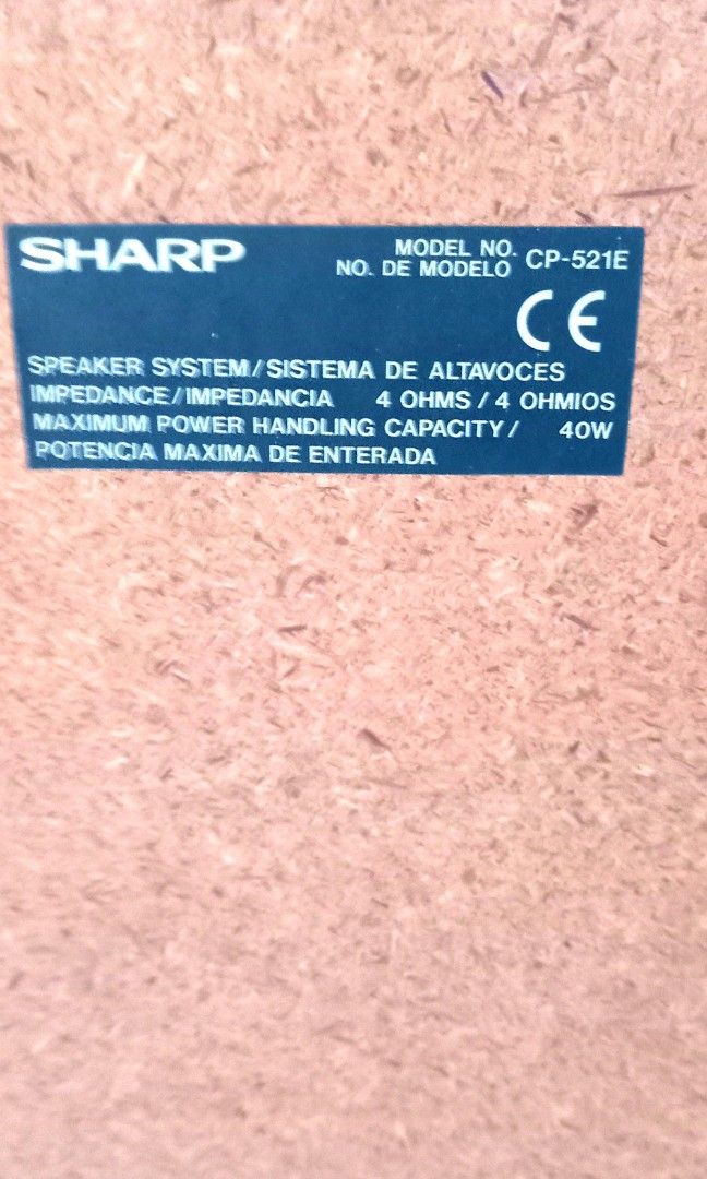 SHARP SPEAKERS from Micro-Component (Category: Soundbars, Speakers & Amplifiers) located in Pasig City. Submitted by arielarambulo7 (Listing ID 1424218754, Image 3). Description: Pair of Speakers from SHARP MICRO-COMPONENT..