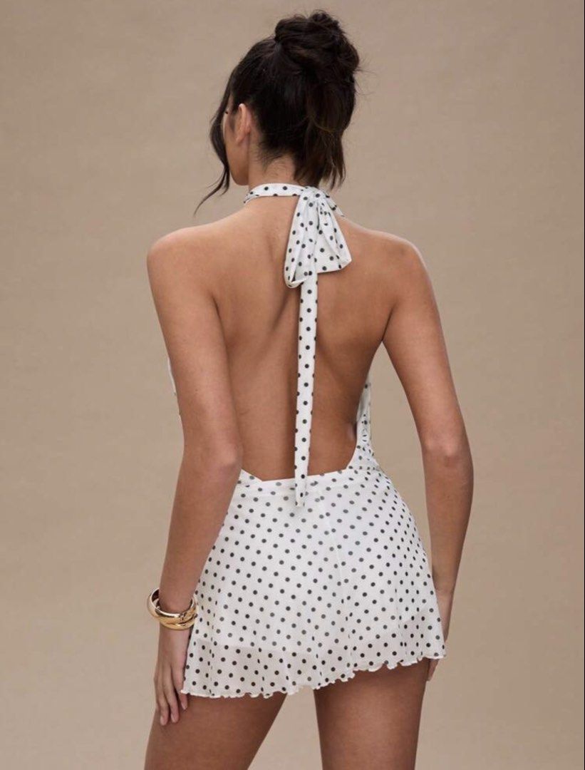 Shein Polka Dot Halter Mini Dress (Category: Rompers) located in Manila. Submitted by lavdriel (Listing ID 1430070371, Image 2). Description: - size small - rfs : too large for me - never been used. bought it last february - can send photos and vids loc : meycauayan.