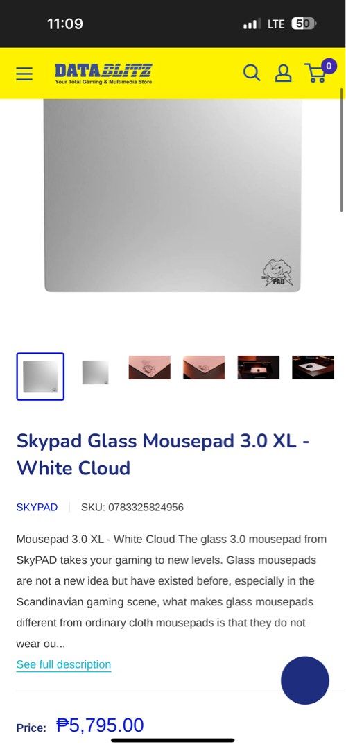 SKY PAD tempered GLASS mousepad 17X14 “MINDANAO” (Category: Computer Parts) located in Tacurong. Submitted by locationtacurongcitymindanao (Listing ID 1430116093, Image 1). Description: No box Minor Paint chips see pic .