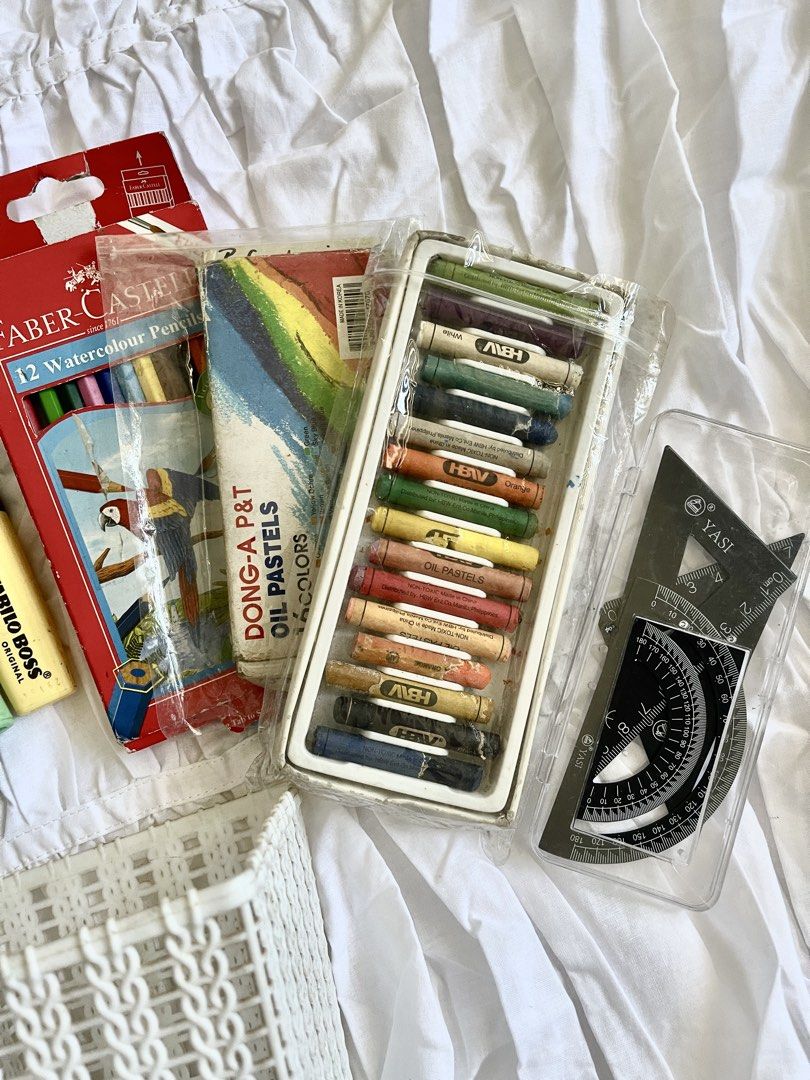 Stationery Set: Stabilo, Faber-Castell, Dong-A, Yasi (Category: Stationery & School Supplies) located in Caloocan City. Submitted by prelavdpieces (Listing ID 1430079750, Image 3). Description: 1) Faber Castell Watercolor Pencils 2) Oil Pastels 3) Rulers 4) Stabilo Pastel Highlighters 5) Paper Tapes 6) White Organizer.