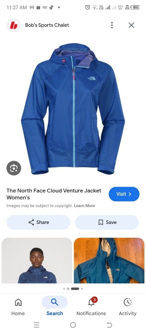 TnF Hyvent 2.5L (Category: Coats, Jackets and Outerwear) located in Cabuyao City. Submitted by khode025 (Listing ID 1430082890, Image 1). Description: TnF Hyvent 2.5L small on tag width:19.5 length: 25front 27back need minor cleaning excellent for light rains seams are intack pink puller on right pocket missing some parts only have pu coatings peeled off can serve as a windbreaker for running/hikes or any outdoor fun 1280 Only.