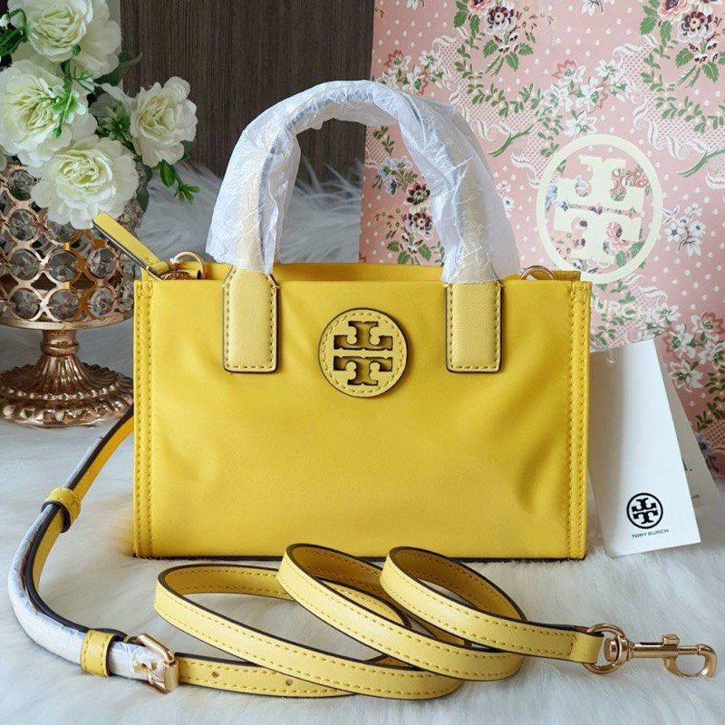 Tory Burch Ella Mini Tote Bag (Category: Luxury Bags & Wallets) located in Talavera. Submitted by janenuary28 (Listing ID 1430056924, Image 2). Description: Guaranteed authentic Tory Burch Ella mini tote bag Orange Yellow 3,999 each.