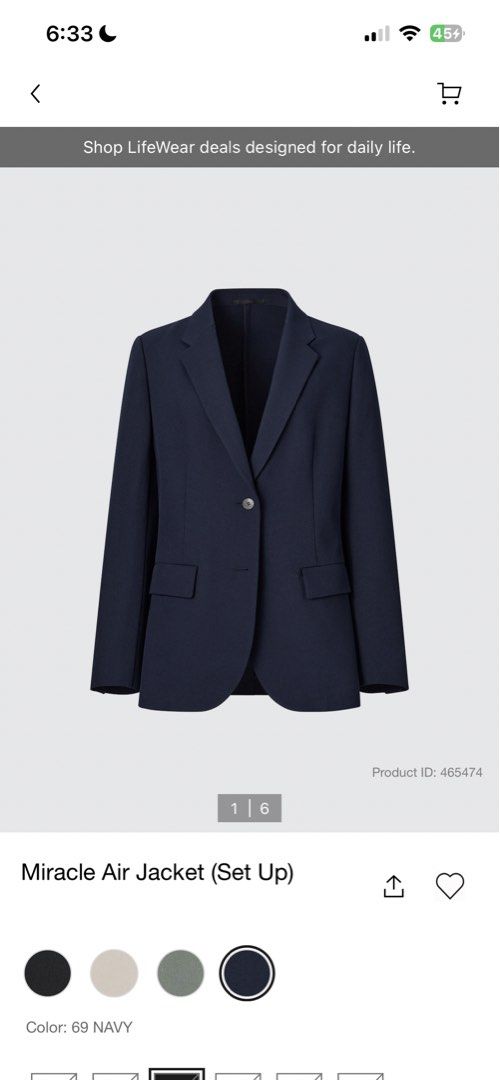 Uniqlo Miracle Air Jacket (Set Up) - Navy (Category: Coats, Jackets and Outerwear) located in Taguig. Submitted by idkjadah (Listing ID 1430134372, Image 1). Description: DECLUTTERING PRE-LOVED CLOTHES Miracle Air Jacket (Set Up) Size: Small OG Price: 2,990.00 Selling for only 2,000.00 📍SM TAYTAY sf c/o buyer.