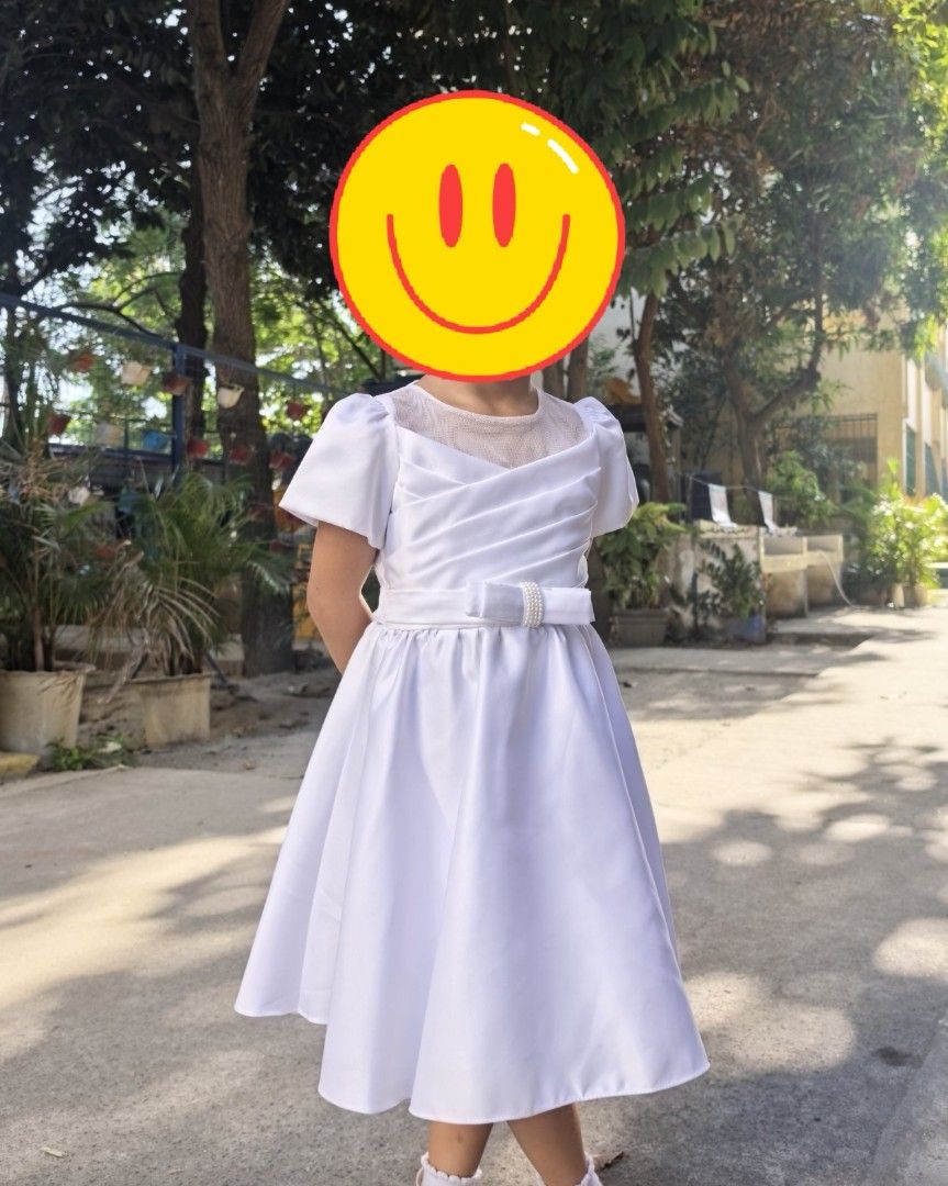 White formal dress (Category: Babies & Kids Fashion) located in Muntinlupa City. Submitted by jajamd (Listing ID 1430136617, Image 1). Description: Very timeless dress. Formal and elegant. seamlessly fittings from shoulder to bottom. Used once during graduation. Price is negotiable.